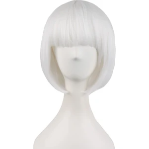 Beyaz Renk Küt Peruk Kısa Saç