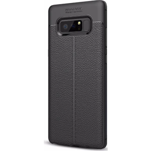 Case Street  Note 8 Kılıf Niss Silikon Deri Görünümlü + 3D Cam Siyah