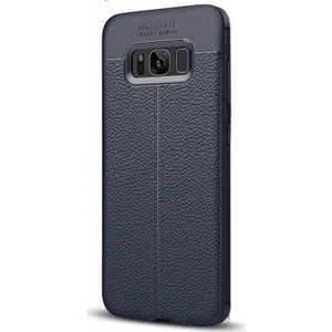 Case Street Samsung Galaxy S8 Plus Kılıf Niss Silikon Deri Görünümlü Lacivert