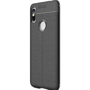 Case Street Xiaomi Redmi S2 Kılıf Niss Silikon Deri Dokumalı Koruyucu Siyah