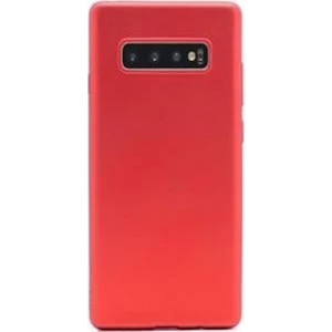 Case Street Samsung Galaxy S10 Kılıf Premier Silikon Esnek Koruma+Nano Glass Kırmızı