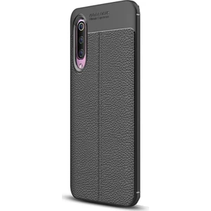Case Street Xiaomi Mi 9 Kılıf Niss Silikon Deri Görünümlü+Nano Glass Siyah