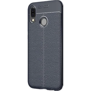 Case Street A20 Kılıf Niss Silikon Deri Görünümlü+Nano Glass Lacivert