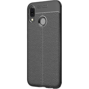 Case Street A20 Kılıf Niss Silikon Deri Görünümlü+Nano Glass Siyah