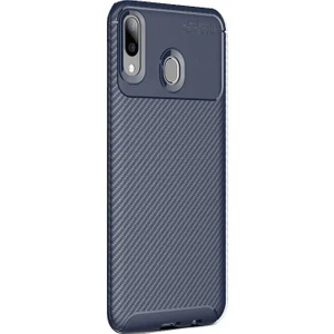 Huawei Y6 2019 Kılıf Negro Karbon Dizayn Silikon Lacivert