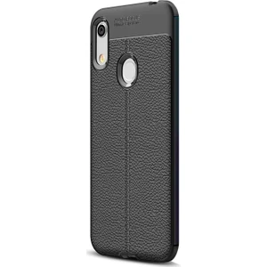 Huawei Honor 8a Kılıf Niss Silikon Deri Görünümlü Siyah