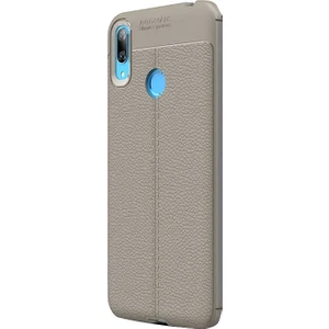 Huawei Y6 2019 Kılıf Niss Silikon Deri Görünümlü Bej