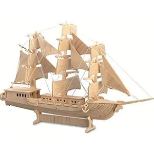 3D Büyük Ahşap Maket Yelkenli Gemi - Sailing Boat