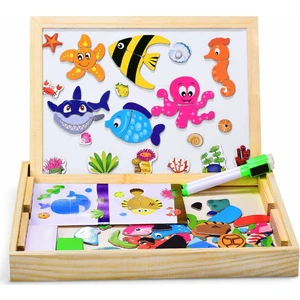 Okul Öncesi Balıklar Mıknatıslı Çift Taraflı Yazı Tahtası Marine