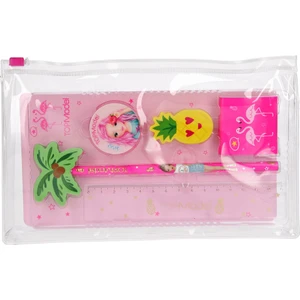 Top Model Tropikal Kırtasiye Seti Renkli Kalemler ve Silgi ile 22 x 13 cm Boyutunda