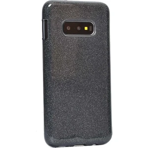 Case 4U S10E Kılıf Çift Katmanlı Simli Shining Sert Silikon Arka Kapak Siyah