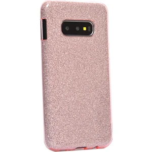 Case 4U S10E Kılıf Çift Katmanlı Simli Shining Sert Silikon Arka Kapak Rose Gold