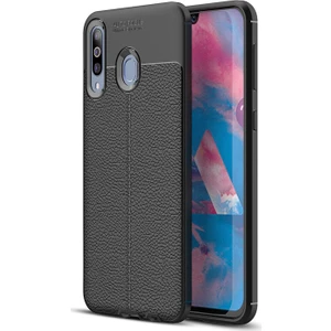 Case 4U M30 Kılıf Rugan Armor Deri Görünümlü Yüksek Kalite Silikon Niss Siyah