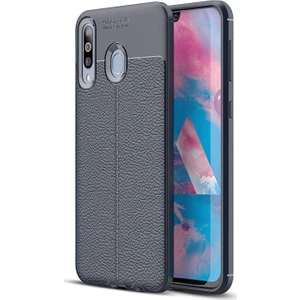 Case 4U M30 Kılıf Rugan Armor Deri Görünümlü Yüksek Kalite Silikon Niss Lacivert