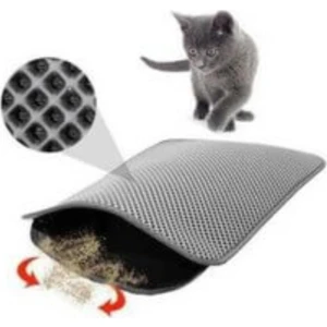 Elekli Kedi Tuvalet Önü Paspas-Gri