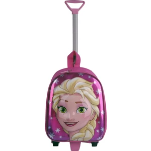 Frozen Elsa Kabartmalı Çekçekli Çocuk Okul Çantası Pembe 8116