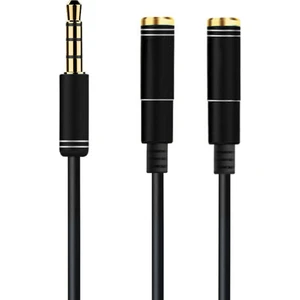 3.5 mm Çift Çıkışlı Kulaklık Çoğaltıcı Kablo - 35 cm Siyah - Model No : AL2312
