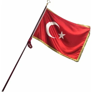 Bayrakal Saçaklı Türk Bayrağı, Hamail Ve Ahşap Direği Seti