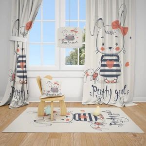 Cici Tasarım Putty Girl Çocuk Bebek Odası Fon Perde 1 Kanat