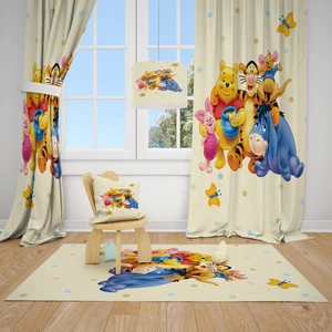 Cici Odam Winni Pooh Çocuk Bebek Odası Fon Perde 2 Kanat 70x270