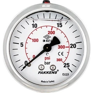 0-4 Bar 63 mm Arkadan Bağlantılı Panotipi Gliserinli Manometre G 1/4 inç