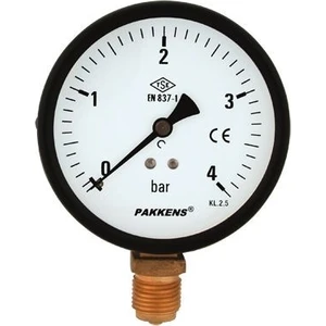 0-100 Bar 63 mm Alttan Bağlantılı Kuru Manometre G 1/4 inç