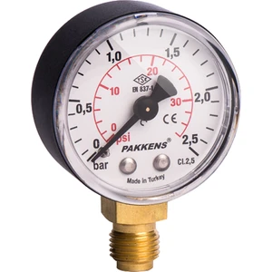 0-16 Bar 50 mm Alttan Bağlantılı Kuru Manometre G 1/4 inç