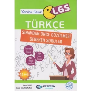 Gezegen Yayıncılık LGS  Türkçe Sınavdan Önce Çözülmesi Gereken Sorular