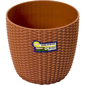 Hak Plastik Rattan Desenli Saksı No 1 Balkon Bahçe Çiçek Saksısı