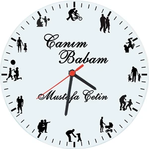 Babalar Günü Hediyesi Canım Babam İsimli Cam Duvar Saati