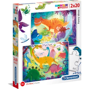 2 x 20 Parça Puzzle Funny Dinos