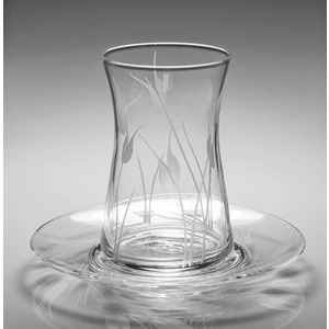 Butik Çimen Desenli Çay Bardak Takımı Heybeli