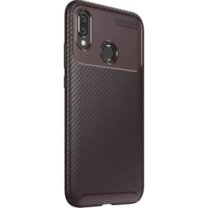 DVR Samsung Galaxy M20 Kılıf Silikon Negro Özel Karbon Fiber Darbe Korumalı (Kahverengi) + Nano Cam Ekran Koruyucu