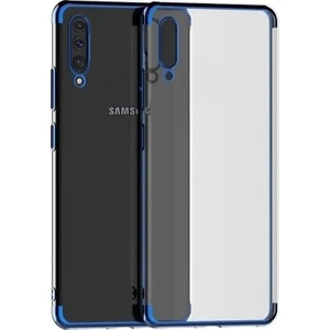 DVR Samsung Galaxy A70 Kılıf Silikon Dört Köşeli Lazer Kapak (Mavi)