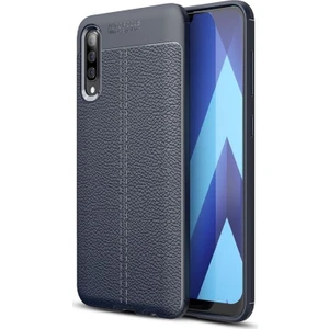 DVR Samsung Galaxy A70 Kılıf Özel Karbon Niss Deri Görünümlü (Lacivert) + Cam Ekran Koruyucu