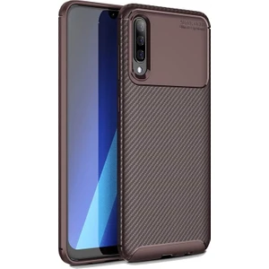 DVR Samsung Galaxy A70 Kılıf Silikon Negro Karbon Darbe Emici (Kahverengi)