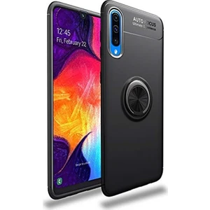 DVR Samsung Galaxy A70 Kılıf Ravel Soft Yüzüklü Standlı (Siyah) + Cam Ekran Koruyucu