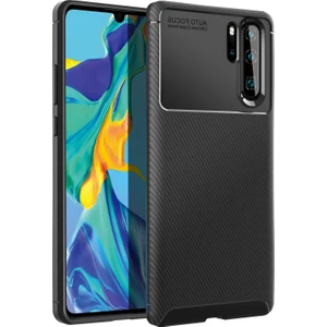 DVR Huawei P30 Pro Kılıf Silikon Negro Karbon Darbe Emici (Siyah) + Tam Ekran Cam Koruyucu