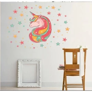 Kırmızı Uni̇corn Kiz Çocuk Bebek Odasi Duvar Sti̇cker