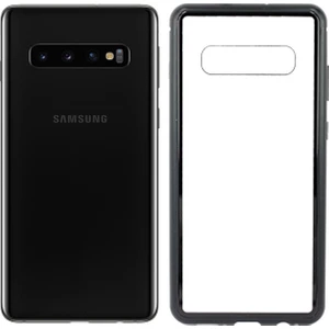 Case 4U Samsung Galaxy S10 Plus Kılıf 360 Tam Koruma Arkası Cam Şeffaf Mıknatıslı Devrim Siyah