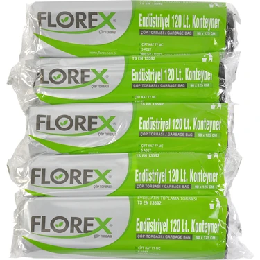 Florex Endüstriyel 120Lt Konteyner Siyah Çöp Torbası 90X125 cm 5