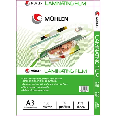 Mühlen A3 Laminasyon Filmi 100 Micron 1 Paket  100