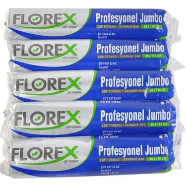 Florex Profesyonel Jumbo Siyah Çöp Torbası 80x110 cm 5