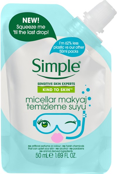 Simple Kind To Skin Mini Micellar Makyaj Temizleme Suyu 50 Ml - Seyahat Boyu