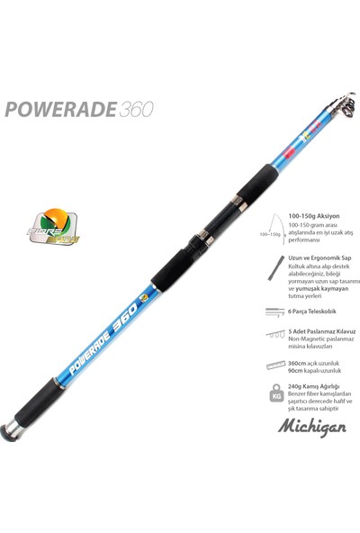 Michigan Powerade 100 - 150g 300 - 360 - 400 Cm Fiber Kamış