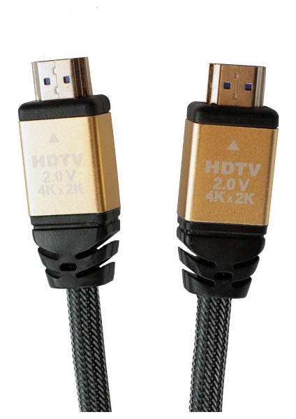 Premium 4K HDMI 2.0 Kablo - 60 HZ - Naylon Örgülü - Altın Uçlu - 5 Metre