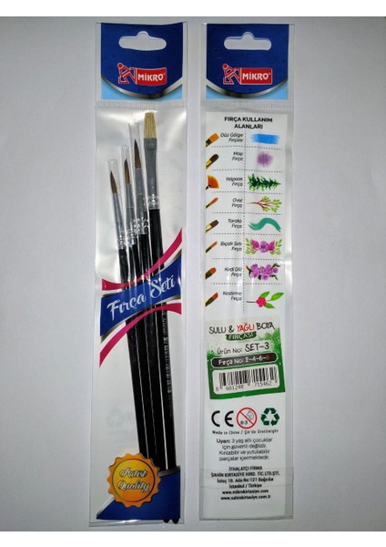 Mf-Set-3 Sulu Ve Yağlı Boya Fırç. No:2-4-6-6