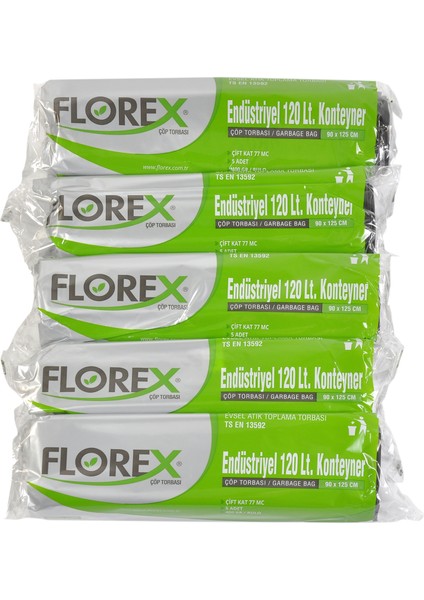 Endüstriyel 120Lt Konteyner Siyah Çöp Torbası 90X125 cm 5 Rulo
