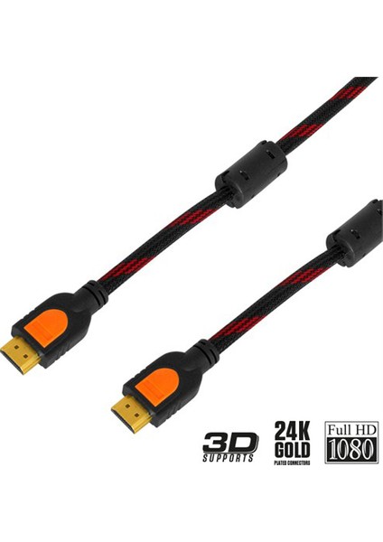 FA-HD43 HDMI to HDMI Altın Uçlu 3D Örgülü Kablo (10m)