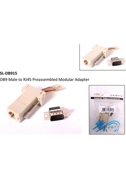 Sl-Db915 Db9-Male To Rj45 Modular Adaptör